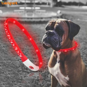 Moda Led Pet Light Up Dog Charging Silikon Podświetlany Odblaskowy Led Śledzenie psa Wodoodporny obroża na naszyjnik